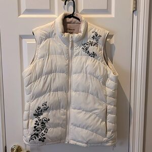 Disney Store Tinkerbell Puffer Vest Jacket Full Zip Womens XL Off White Cream